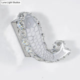 Contemporary Led Wall Sconce With Crystal Block Shade For Bedside Mounting