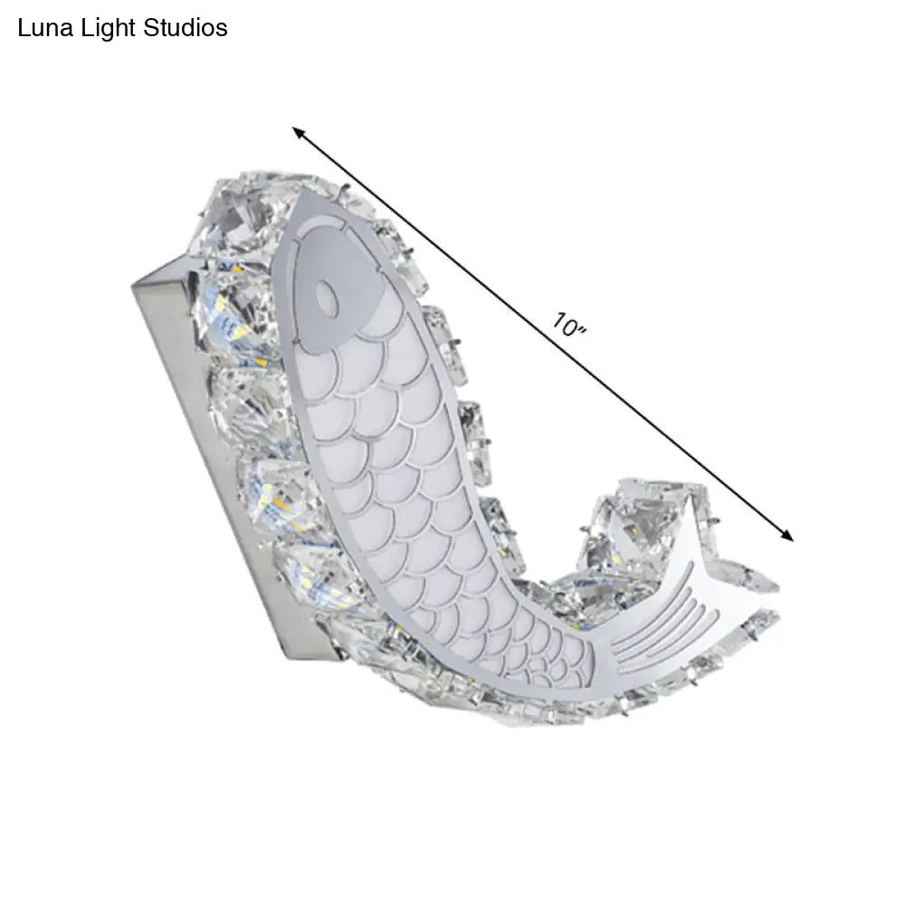 Contemporary Led Wall Sconce With Crystal Block Shade For Bedside Mounting