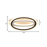 Contemporary Led White Ceiling Lamp - Elliptical Metal Flush Light White/Warm 16.5/19.5/23.5 Wide