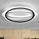 Contemporary Led White Ceiling Lamp - Elliptical Metal Flush Light White/Warm