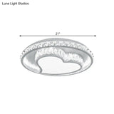 Contemporary Led White Ceiling Mount Fixture With Butterfly/Loving Heart Clear Crystal Blocks