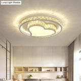 Contemporary Led White Ceiling Mount Fixture With Butterfly/Loving Heart Clear Crystal Blocks