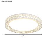 Contemporary Led White Flush Mount Lamp For Bedroom - 15’/19’/23’ Wide Ring Acrylic Lighting Fixture