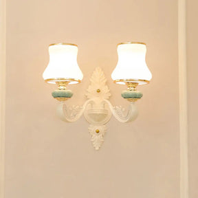 Contemporary Light Blue Pendant Chandelier For Living Room With White Glass Tapered Design 2 /