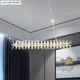 Contemporary Linear Crystal Island Lamp With 16 Hanging Lights - Perfect For Living Room