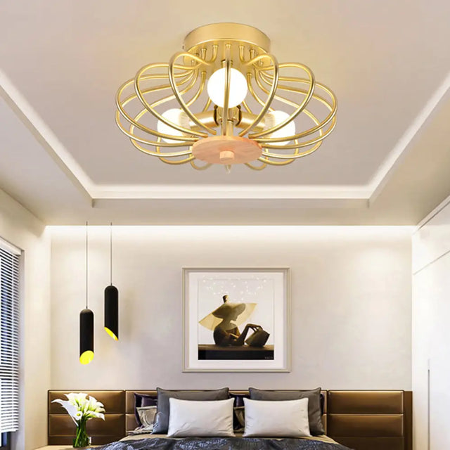 Contemporary Melon Flush Mount Light In Gold - Perfect For Corridors 3 /