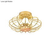 Contemporary Melon Flush Mount Light In Gold - Perfect For Corridors