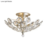 Contemporary Metal And Crystal Flush Mount Ceiling Light (3-Light) In Silver
