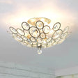 Contemporary Metal And Crystal Flush Mount Ceiling Light (3-Light) In Silver