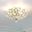 Contemporary Metal And Crystal Flush Mount Ceiling Light (3-Light) In Silver