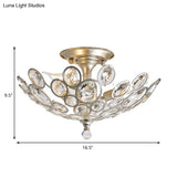 Contemporary Metal And Crystal Flush Mount Ceiling Light (3-Light) In Silver