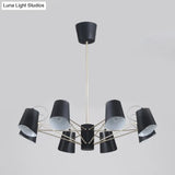 Contemporary Metal Black Chandelier Pendant Light - 3/6/8 Lights Bucket Fixture For Living Room