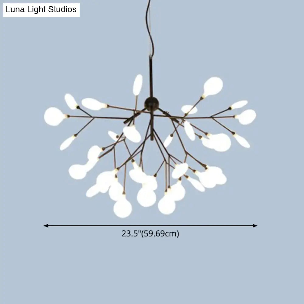 Contemporary Metal Branch Pendant Light With Led Suspension