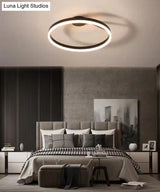Contemporary Metal Ceiling Light Fixtures For Bedroom - Circular Semi Flush Mount Lighting