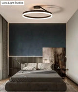 Contemporary Metal Ceiling Light Fixtures For Bedroom - Circular Semi Flush Mount Lighting