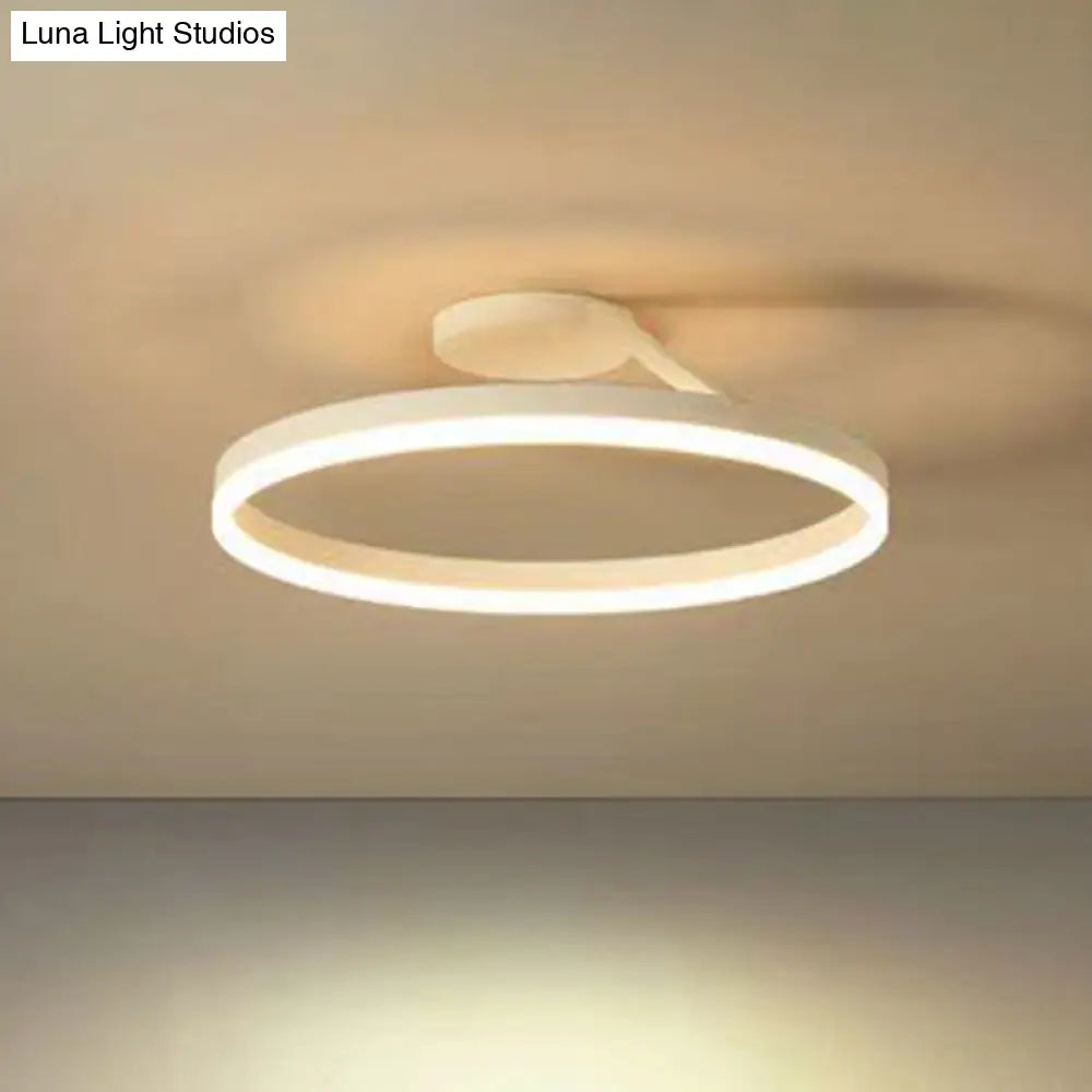 Contemporary Metal Ceiling Light Fixtures For Bedroom - Circular Semi Flush Mount Lighting