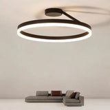 Contemporary Metal Ceiling Light Fixtures For Bedroom - Circular Semi Flush Mount Lighting Black /
