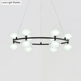 Contemporary Metal Chandelier Lamp - Black Led Pendant Light With Clear Glass Shade