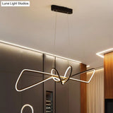 Contemporary Metal Dining Room Hanging Light Kit With Bowtie Led Island Lighting