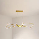 Contemporary Metal Dining Room Hanging Light Kit With Bowtie Led Island Lighting Gold / 32.5 Warm