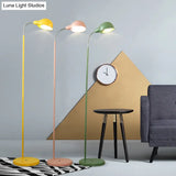 Contemporary Metal Dome Shade Floor Lamp With Flexible Gooseneck Arm