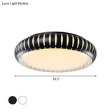 Contemporary Metal Doughnut Flush Lighting - White/Black Led Mount Fixture With Hollow - Out Design