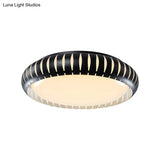 Contemporary Metal Doughnut Flush Lighting - White/Black Led Mount Fixture With Hollow - Out Design