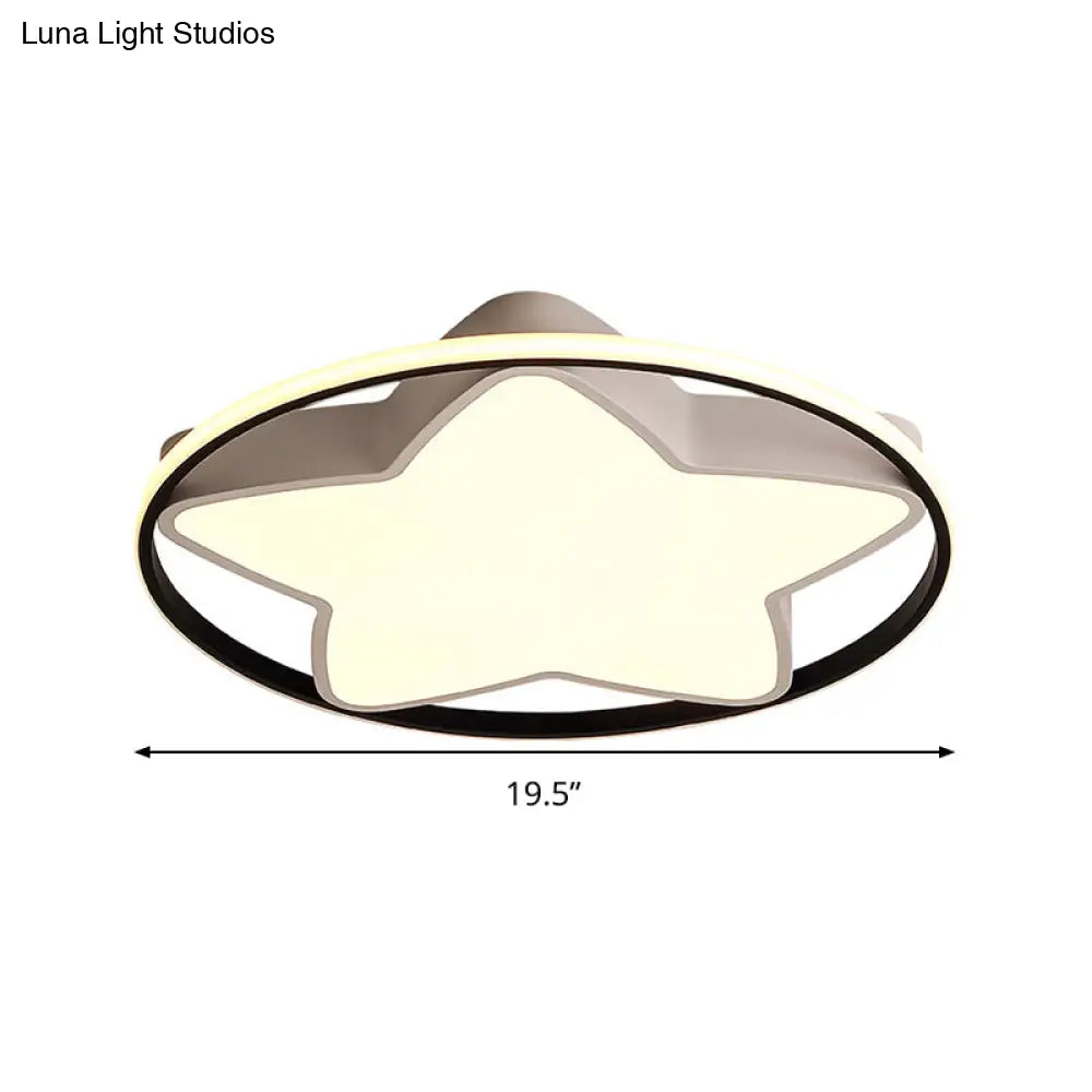 Contemporary Metal Five - Pointed Star Ceiling Light In Black & White - 19.5’/23.5’ Wide Led