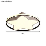 Contemporary Metal Five - Pointed Star Ceiling Light In Black & White - 19.5’/23.5’ Wide Led