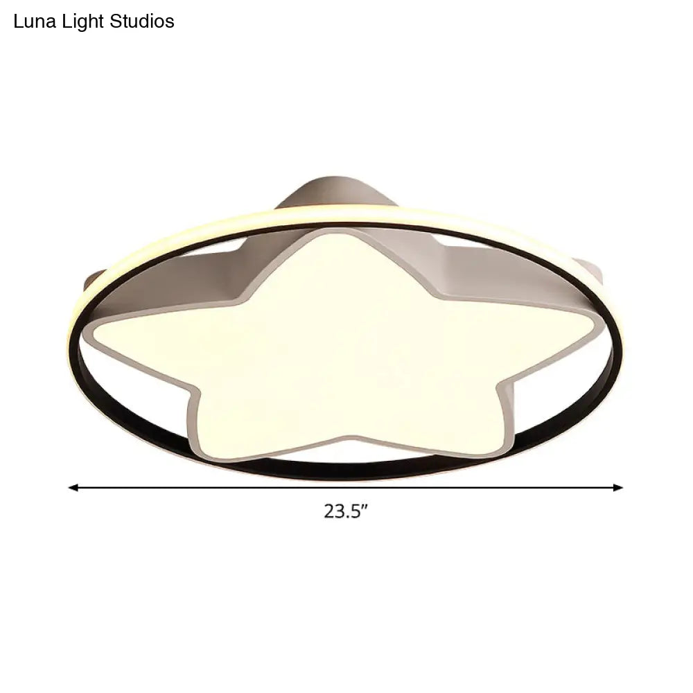 Contemporary Metal Five - Pointed Star Ceiling Light In Black & White - 19.5’/23.5’ Wide Led