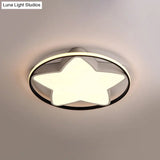 Contemporary Metal Five - Pointed Star Ceiling Light In Black & White - 19.5’/23.5’ Wide Led