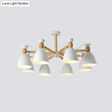 Contemporary Metal Flared Semi-Flush Mount Ceiling Light With Wood Arm - Ideal For Living Room