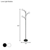 Contemporary Metal Floor Lamp - Tree-Like Design With 3 Bulbs Black/White Bedroom Lighting
