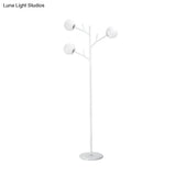 Contemporary Metal Floor Lamp - Tree-Like Design With 3 Bulbs Black/White Bedroom Lighting