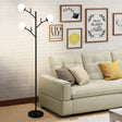 Contemporary Metal Floor Lamp - Tree-Like Design With 3 Bulbs Black/White Bedroom Lighting Black