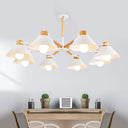 Contemporary Metal Hanging Chandelier With 8 Bulb Modern Coolie Shade - Perfect For Dining Room