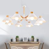 Contemporary Metal Hanging Chandelier With 8 Bulb Modern Coolie Shade - Perfect For Dining Room