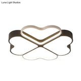 Contemporary Metal Led Black Flush Light Fixture For Bedroom - Clover Ceiling Mount
