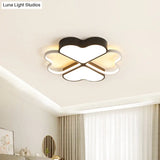 Contemporary Metal Led Black Flush Light Fixture For Bedroom - Clover Ceiling Mount
