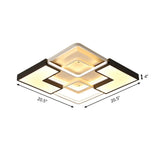 Contemporary Metal Led Ceiling Light Fixture For Living Room - Black Rectangular/Square Flush Design