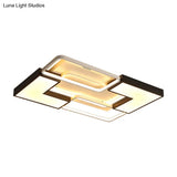 Contemporary Metal Led Ceiling Light Fixture For Living Room - Black Rectangular/Square Flush
