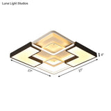 Contemporary Metal Led Ceiling Light Fixture For Living Room - Black Rectangular/Square Flush