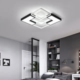 Contemporary Metal Led Ceiling Light Fixture For Living Room - Black Rectangular/Square Flush