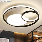 Contemporary Metal Led Flush Mount Ceiling Lamp - White/Black 16’/19’/23.5’ Wide