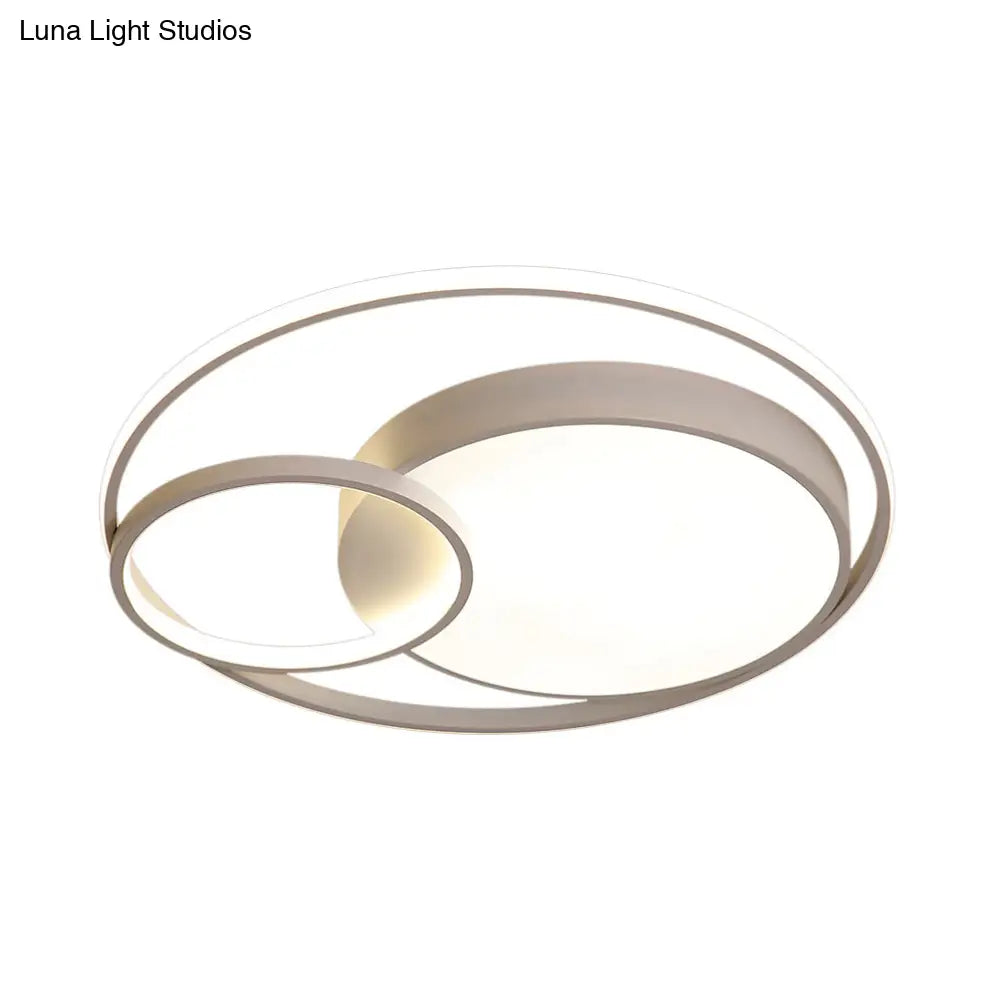 Contemporary Metal Led Flush Mount Ceiling Lamp - White/Black 16’/19’/23.5’ Wide