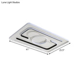 Contemporary Metal Led Flushmount Lighting - Black Round/Square/Rectangle Ceiling Flush In