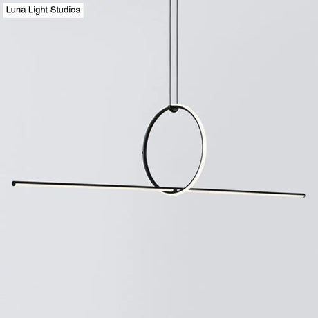 Contemporary Metal Led Hanging Pendant Light For Offices - Black