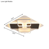Contemporary Metal Led Multi Square Flush Mount Light In Black/White Warm/White Sizes: