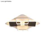 Contemporary Metal Led Multi Square Flush Mount Light In Black/White Warm/White Sizes: