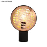 Contemporary Metal Mesh Drum Table Light In Gold/Rose Gold - 1-Light Desk Lamp With Plug-In Cord